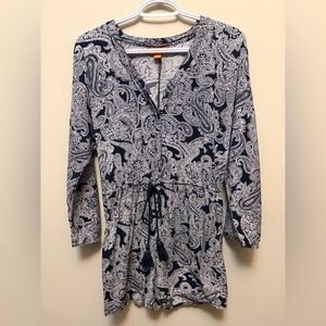 JOE FRESH Flared Arm Navy Paisley Print Romper